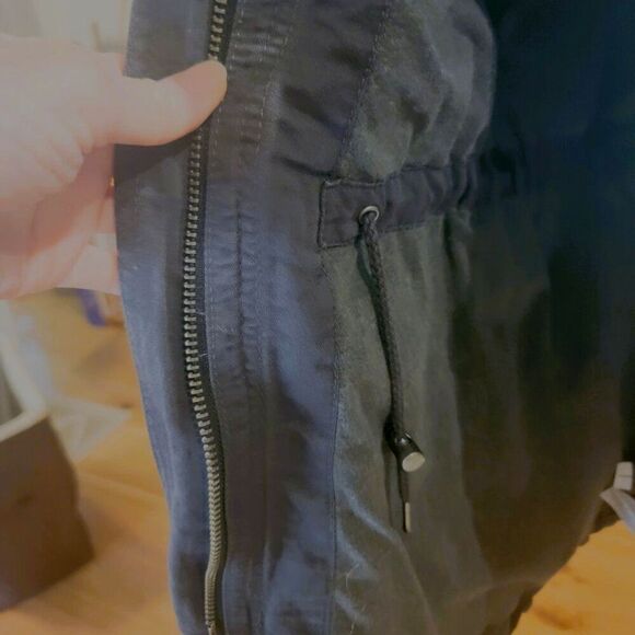 LOFT Cargo Utility Charcoal Grey Zip up & snap Removable Fur Trim Hood Petite Lg - Picture 10 of 10